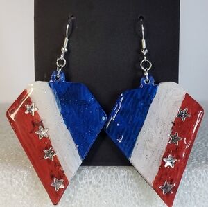 EARRINGS, Handmade, Wood base.